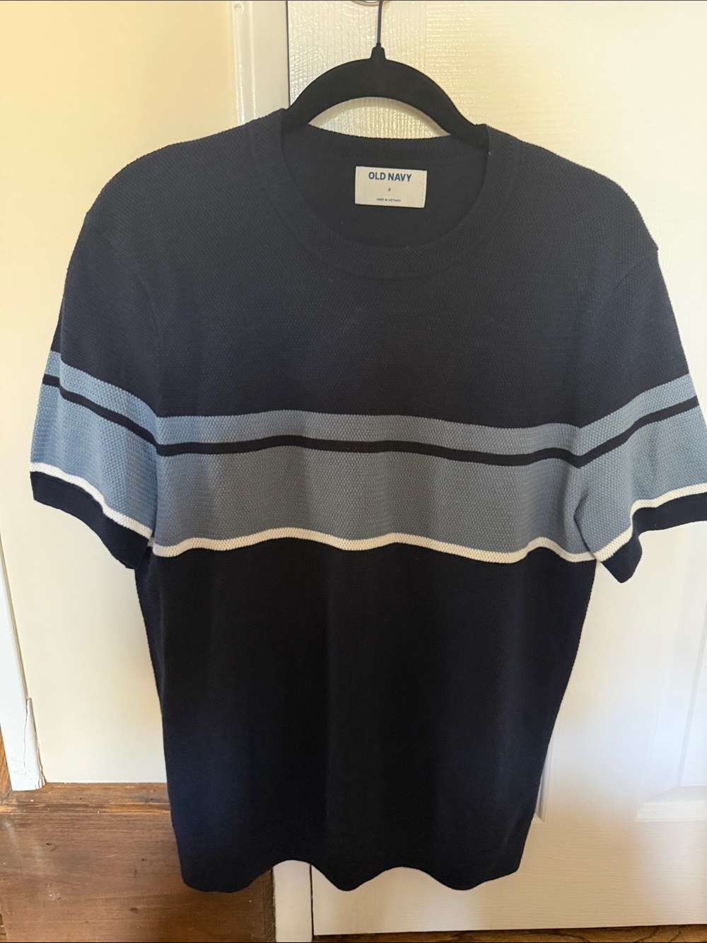 Old Navy Navy and Light Blue Stripe Short-Sleeve Knit Tee